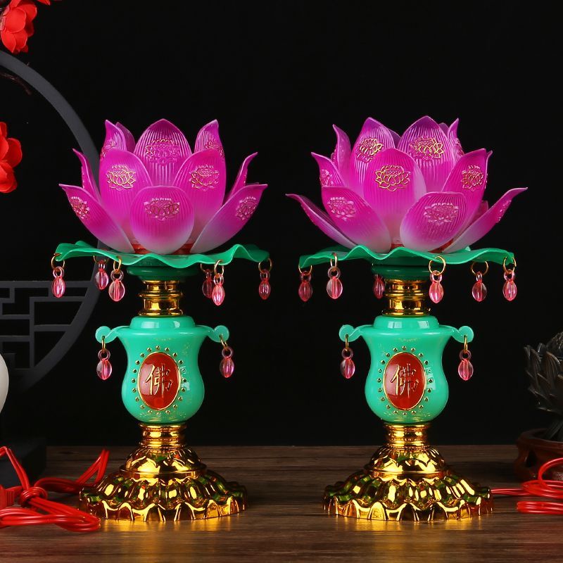 New Product#[Warm slow flash]Lotus Lamp Immortal Lotus Lamp Buddha Guanyin Lamp Buddha Hall Buddha A