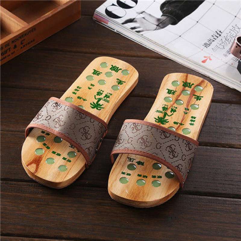 dép sục nữ dép sục nữ đế cao Dép Gỗ Sỏi Nam Massage Đáy Gỗ Chống Trơn Trượt Massage Dép Gỗ Nhật Bản