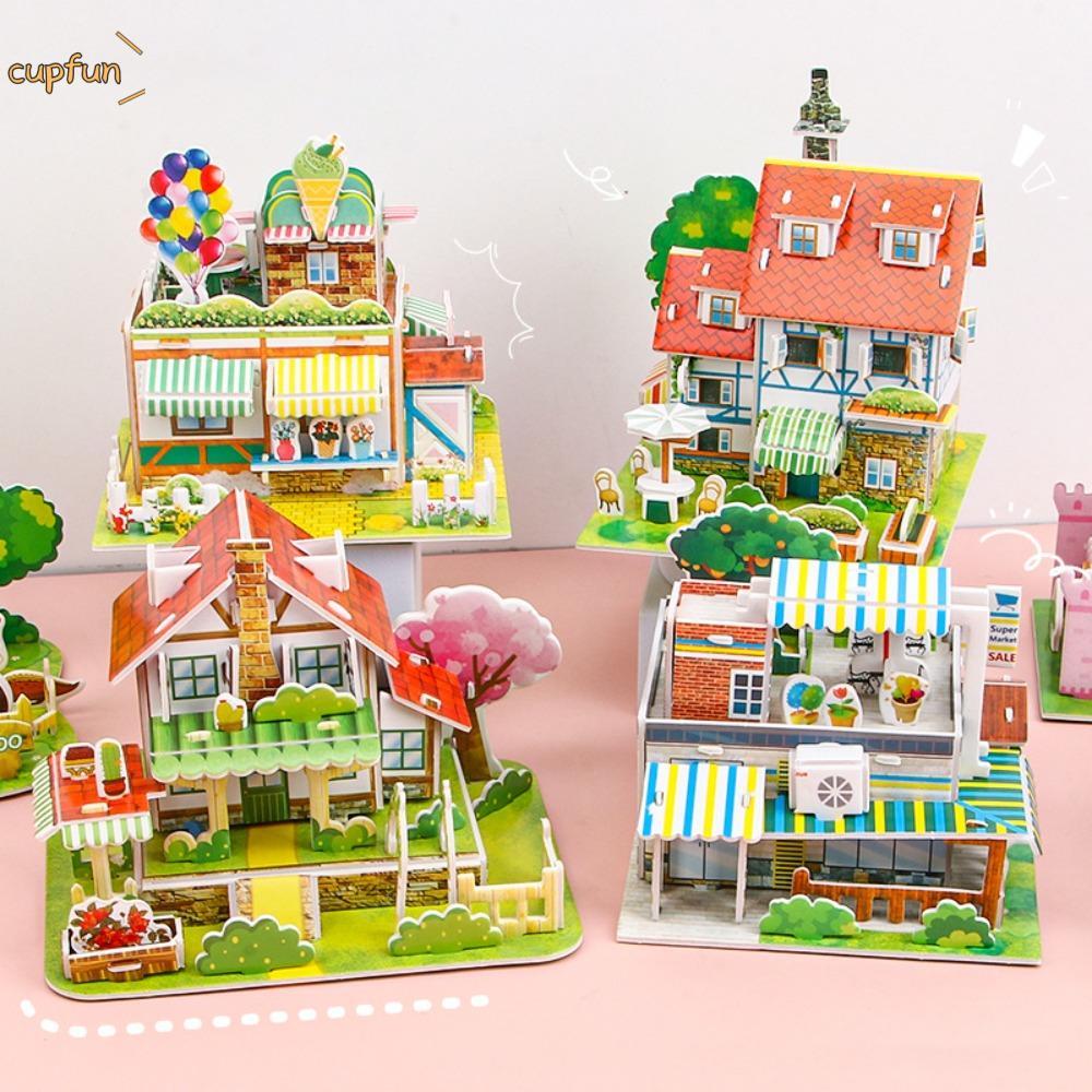 Câu đố mô hình nhà CUPFUN, Câu đố ghép hình giáo dục sớm bằng giấy, Đồ chơi trẻ em Mô hình câu đố vu