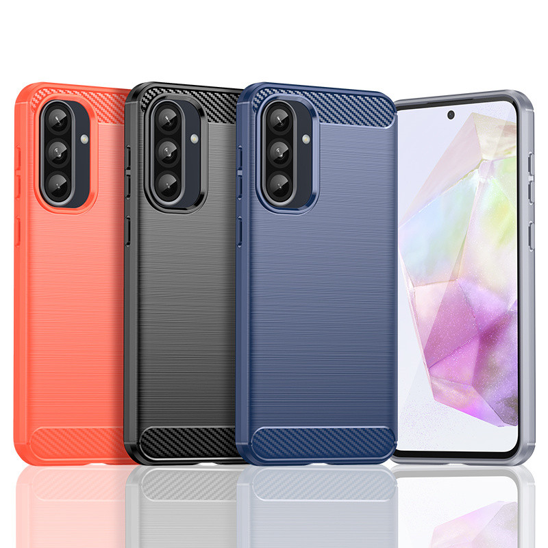 Dành Cho Samsung A56 Ốp lưng Giáp Chống Sốc Sợi Carbon Mềm TPU Ốp Lưng