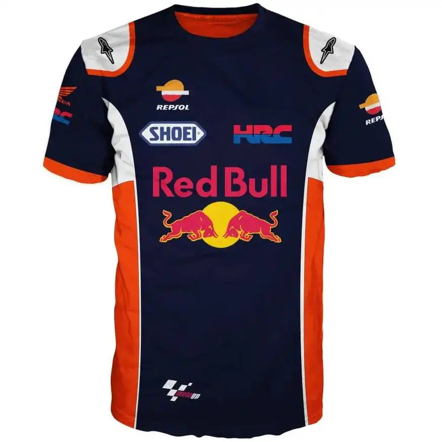 Áo thun Red Bull, Bộ đồ đua xe, Đồ thể thao sợi nhỏ, Quần áo in 3D, Unisex, Áo thun đua Red Bull FBS