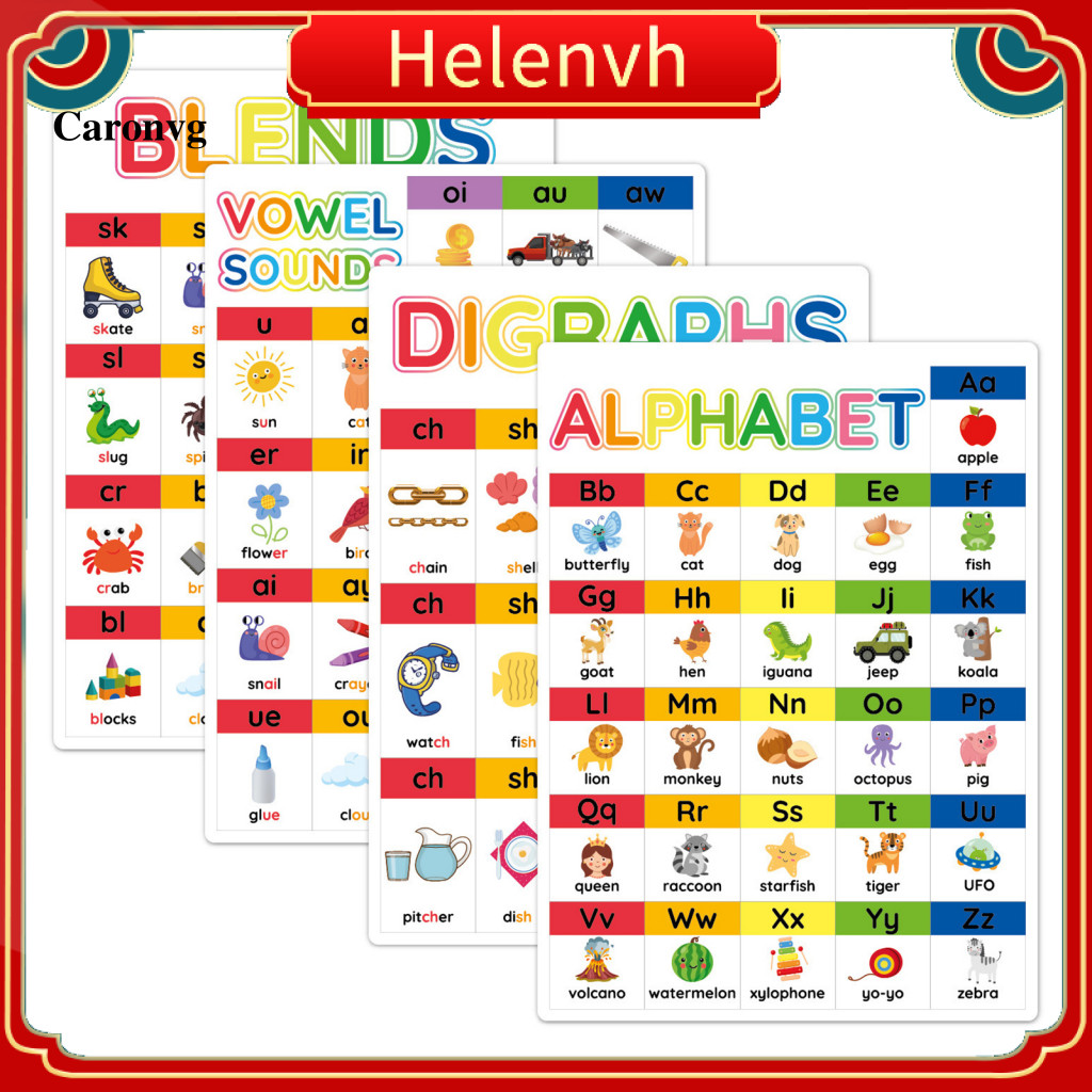 < Helenvh > Bảng chữ cái hoạt hình Bảng chữ cái trẻ em Bảng chữ cái 4 bảng chữ cái Phonics Bảng chữ 
