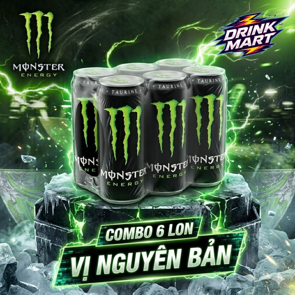 [ 6 Lon ] Nước Tăng Lực MONSTER Nguyên Bản Lon 355ml Các Vị | Drink Mart