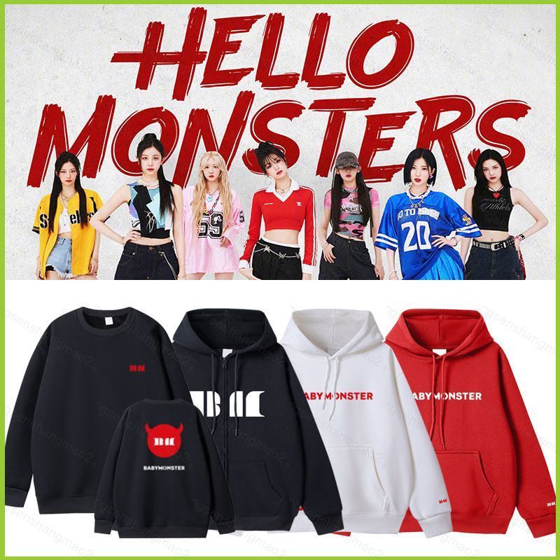 Áo hoodie BabyMonster Hello Monster thiết kế Ahyeon, Rora, Asa - PS2 2025