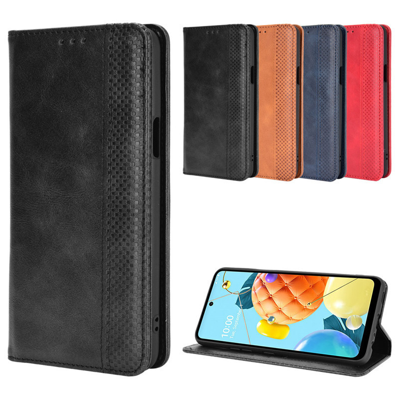 Ốp điện thoại LG K52 K62 Vỏ da điện thoại Thẻ lật từ tính K42 Vỏ bảo vệ LG Q52 Ví Retro Họa tiết