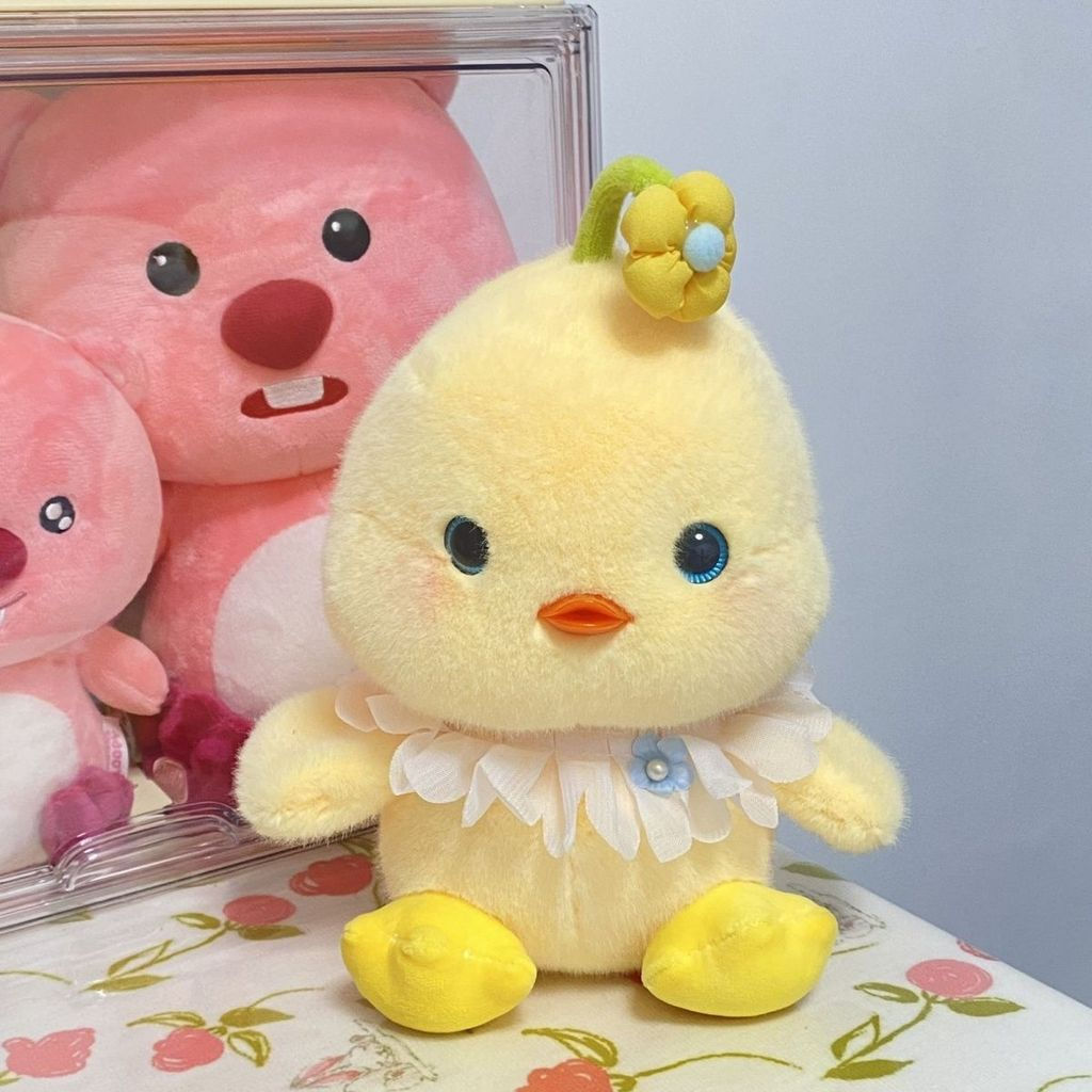 JUA Cute yellow chicken plush toy for girls, super soft internet-famous adorable doll, birthday gift