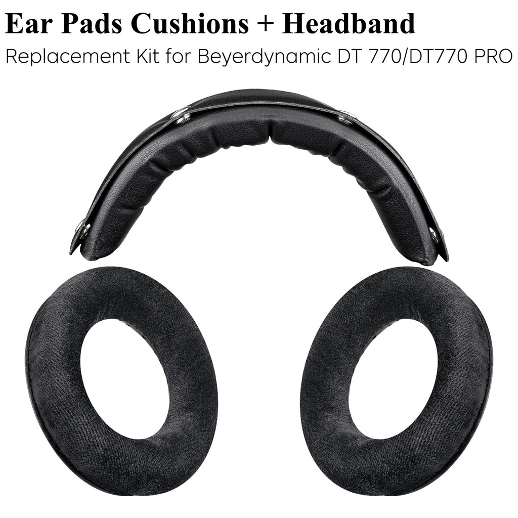 Bộ thay thế cho tai nghe Beyerdynamic DT 770 / DT770 PRO / DT880 DT990 Pro, đệm tai Velour + Băng đô
