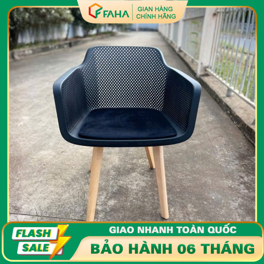 (Mua lẻ - Giá sỉ ) Ghế Cafe Nhựa Lỗ Mặt Nệm Chân Gỗ Phù Hợp Cho Cafe, Nhà Hàng & Phòng Ăn 45x54x81cm