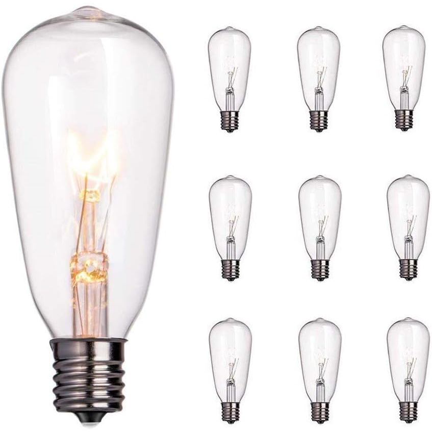 Bóng đèn Edison 10 gói SUNSGNE, Đế vít E17 7 watt ST40 Thay thế bóng đèn sợi đốt thủy tinh trong suố