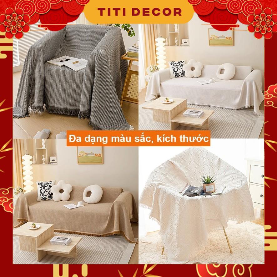 Khăn trải sofa decor phòng khách, khăn phủ sofa, thảm decor phòng ngủ phong cách vintage, TiTi Decor
