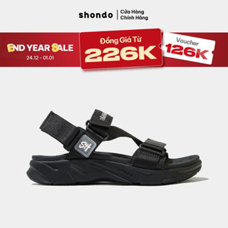 Giày Sandal Nam Nữ Shondo Êm Chân Bền F8 Full Đen Ver.2 F8M1112 