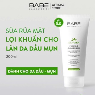   LIVE KOL  Sữa rửa mặt BABE Stop Akn Purifying Cleansing gel cho da dầu mụn 200ml 
