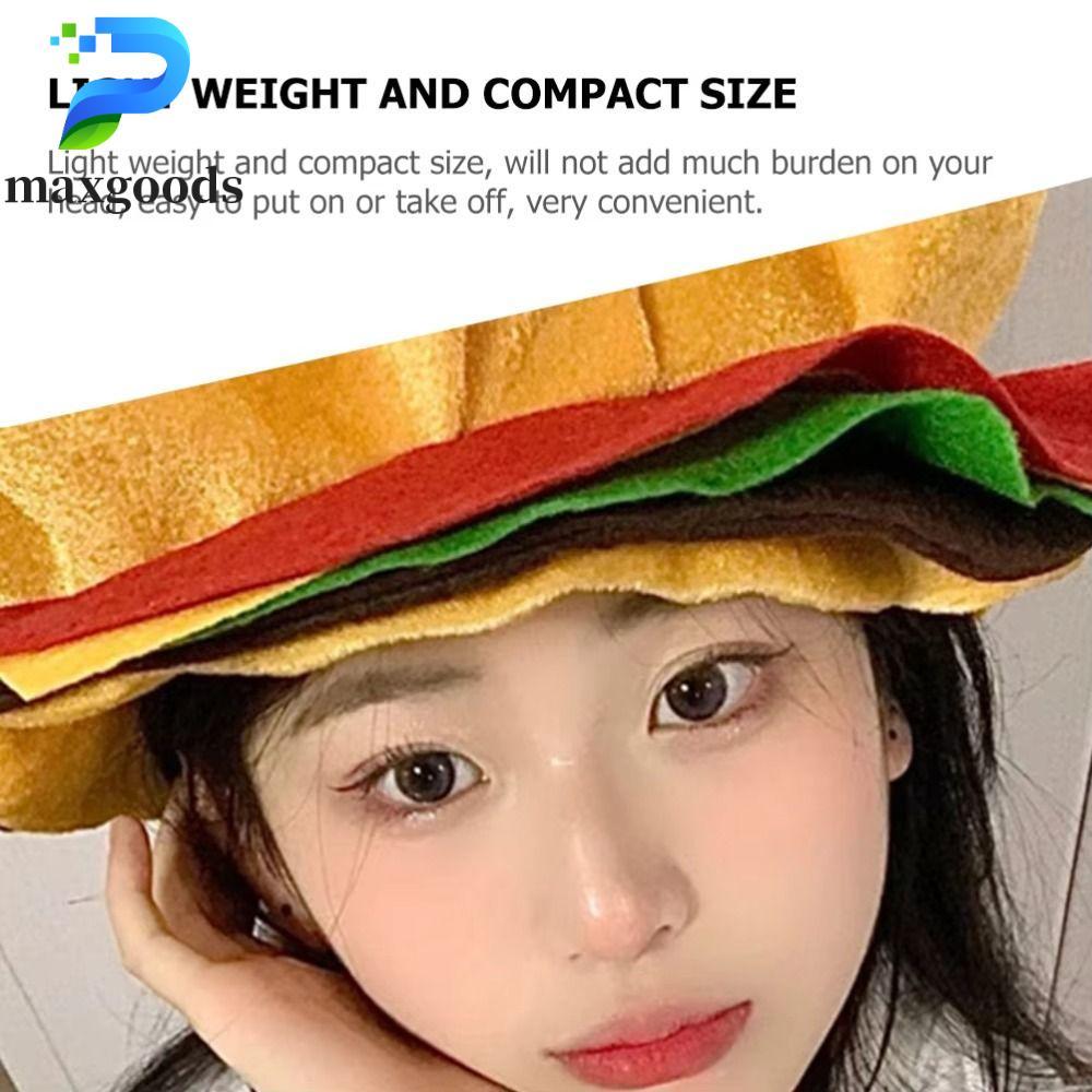 MAXGOODS Mũ Burger Trang Trí, Mũ Trùm Đầu Burger Dễ Thương Sáng Tạo, Hoạt Hình Mềm Mại Thoải Mái Ngộ