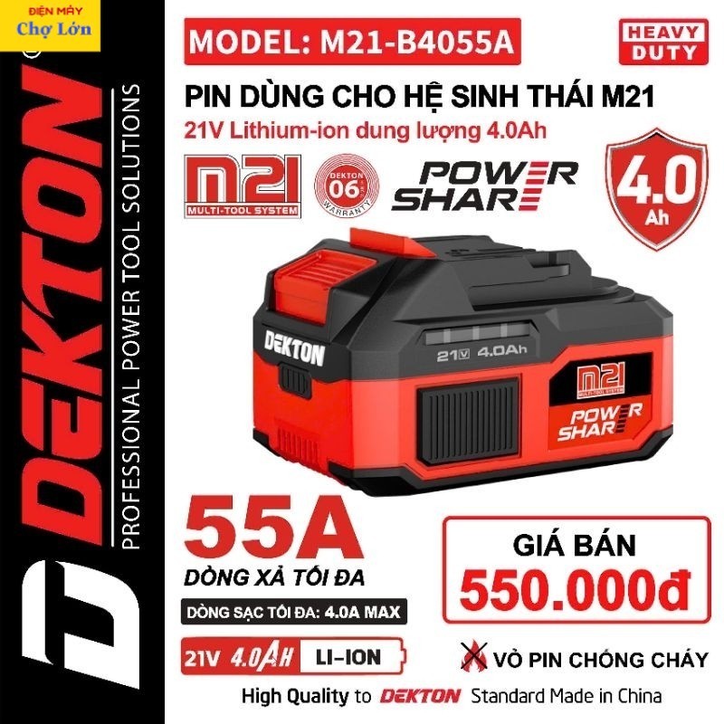 Pin Dekton M21-B4055A chính hãng, bảo hành 6 tháng m21 Điện may CL hukan