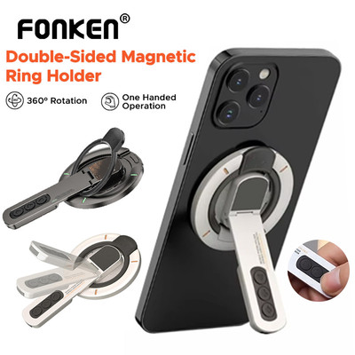 Giá đỡ điện thoại nhẫn từ tính hai mặt Fonken 360° Xoay với nút giải nén Giá đỡ điện thoại Mgsafe
