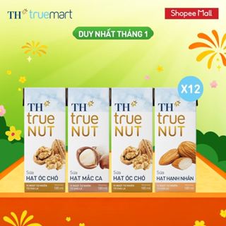  Combo mix 12 lốc sữa hạt óc chó mắc ca hạnh nhân TH true NUT  180ml x 48 hộp  