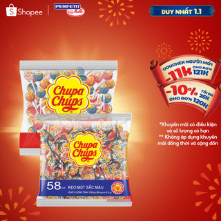  Kẹo mút Chupa Chups Hương trái cây hỗn hợp  Gói 60 que  kẹo mút tô màu lưỡi hương Dâu và Cola  Gói 58 que  