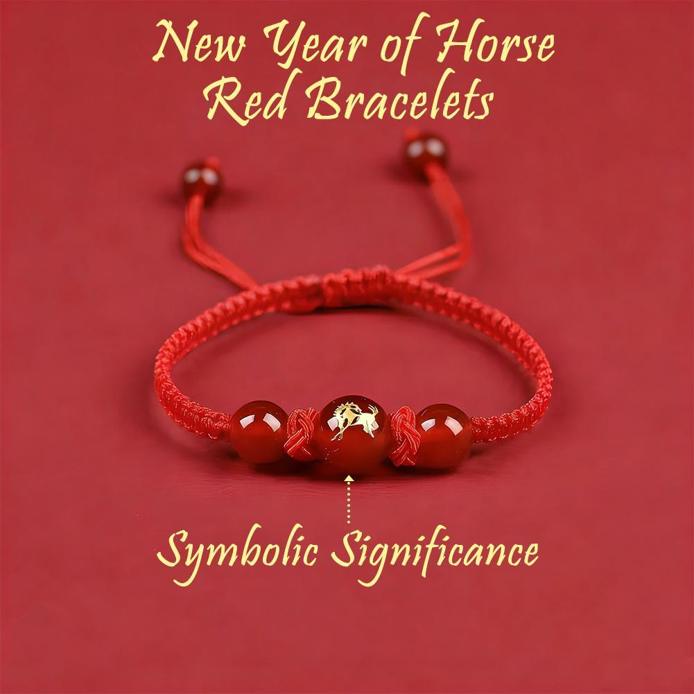 Cung Hoàng Đạo Ngựa Mã Não Đỏ Cung Hoàng Đạo Dây Đỏ Vòng Tay Đính Hạt Cung Hoàng Đạo Cho Năm Mới