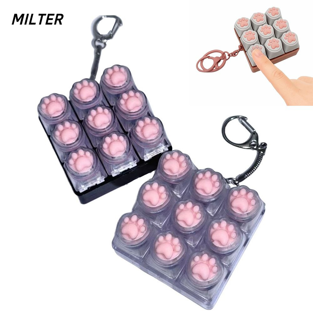 Đồ chơi clicker bàn phím MILTER, Nút phím Keycap Fidget Móc khóa, Bàn phím DIY thư giãn 9 phím Giảm 