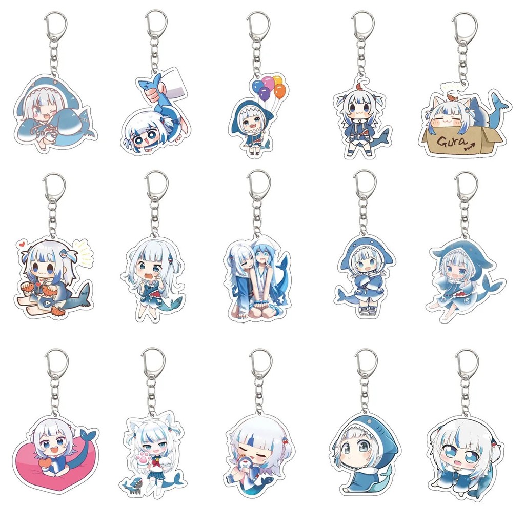 Móc Khóa Anime Hololive Gawr Gura Acrylic Mica Trong Suốt In Hình Shark Girl Gura Dễ Thương Trang Tr