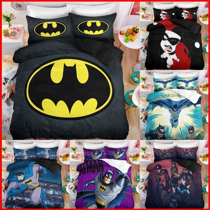 DC1 DC Batman 3in1 Bộ Chăn Ga Gối Chăn Ga Gối Phòng Ngủ Có Thể Giặt Ký Túc Xá Phù Hợp Với