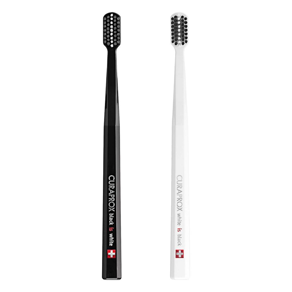 Bộ 2 Bàn Chải Đánh Răng CURAPROX Black Is White/ CURAPROX Black is White Toothbrush 2pcs/ Direct fro
