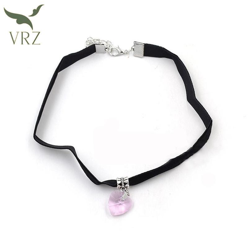 Chocker handmade gothic với trái tim nhũ nhung và pha lê, style retro 80-90s