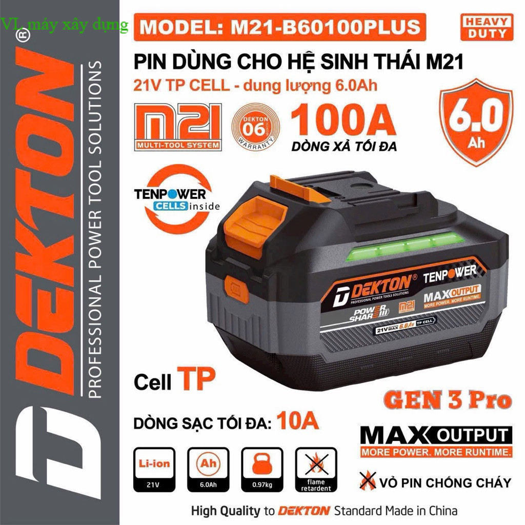Pin DEKTON M21-B4085Plus và M21-B60100plus - VL  máy móc