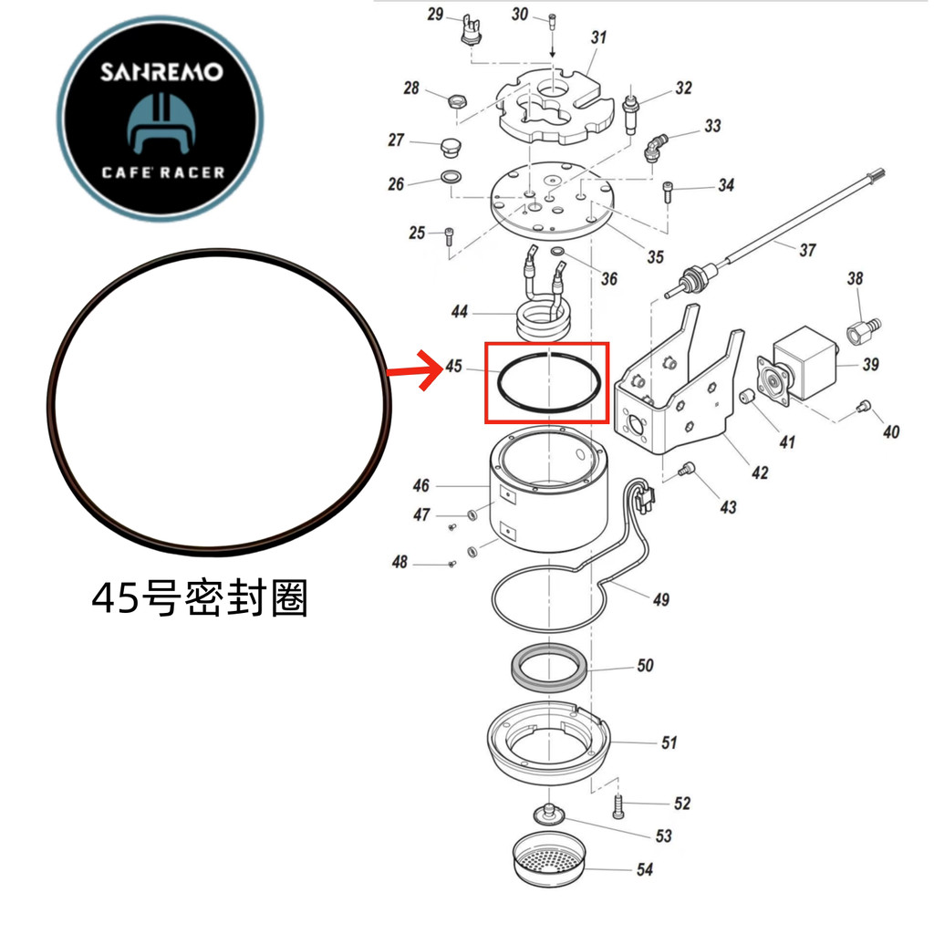 Sanremo Cafe Racer Cafe Racer Máy Pha Cà Phê Đầu Niêm Phong Vòng Cao Su Mỏng Hình Chữ O Niêm Phong V