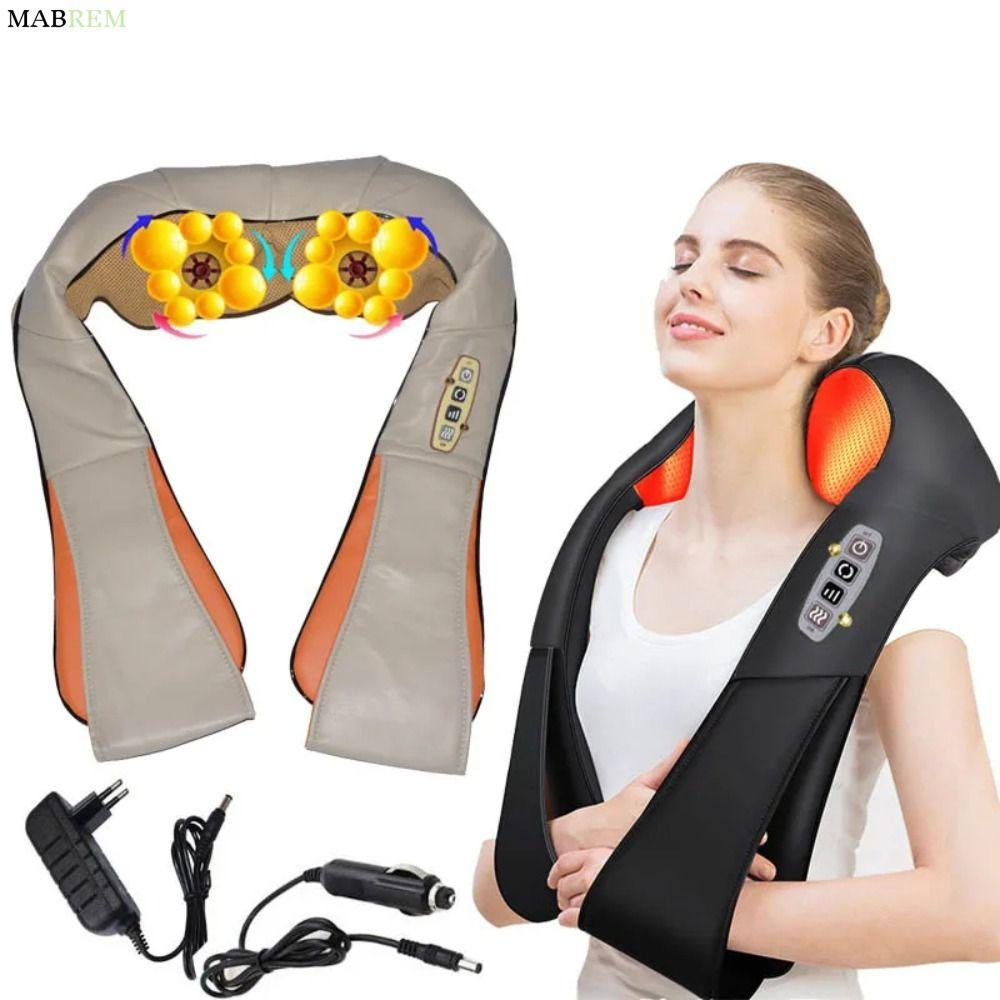 Máy mát xa điện MABREM, Máy mát xa cổ hồng ngoại bằng da PU, Máy mát xa cổ hình chữ U đa chức năng l