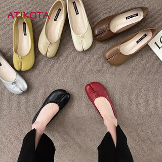 Atikota Giày bệt nữ Tabi xẻ ngón, kiểu dáng slip-on, thời trang, thoải mái, nhẹ, đế mềm, phù hợp mang hàng ngày.