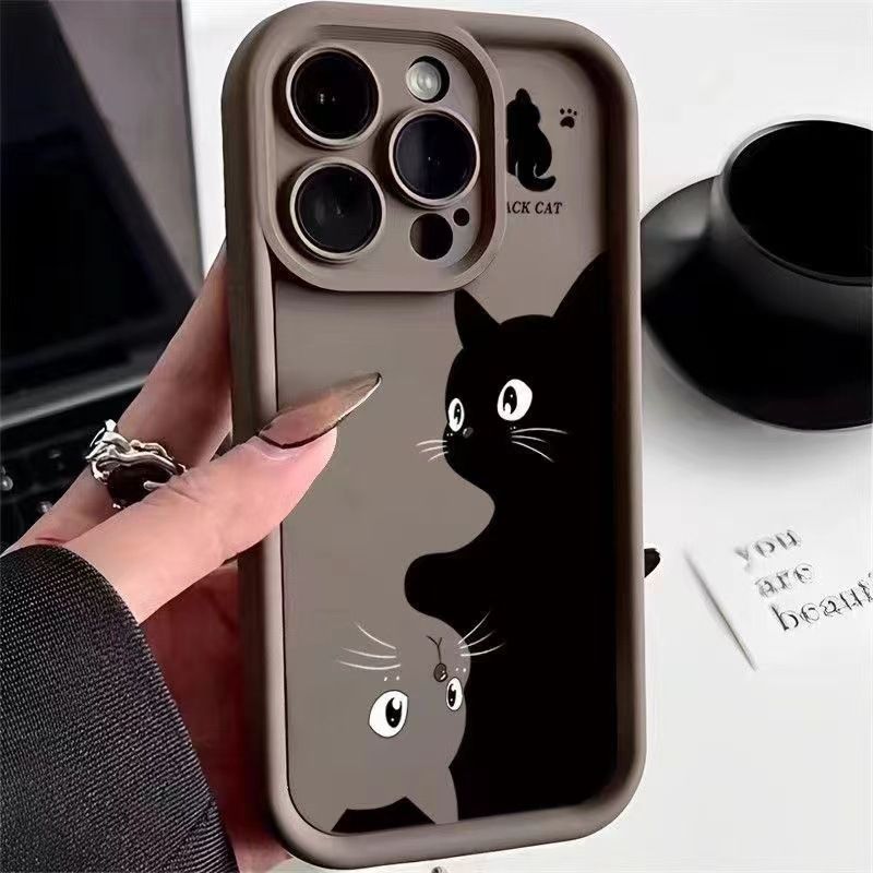 Ốp Lưng Điện Thoại Mèo Đen Cute Silicon Mềm Chống Sốc Bảo Vệ Camera Aesthetic Samsung A56 5G S21 FE 