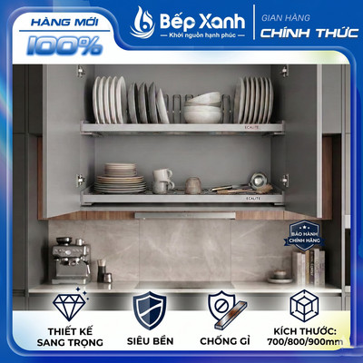 [Mẫu Mới] Giá Bát Đĩa Cố Định Nan Oval Ecalite - Thiết Kế Sang Trọng, Siêu Bền, Chống Gỉ (700mm/800mm/900mm)