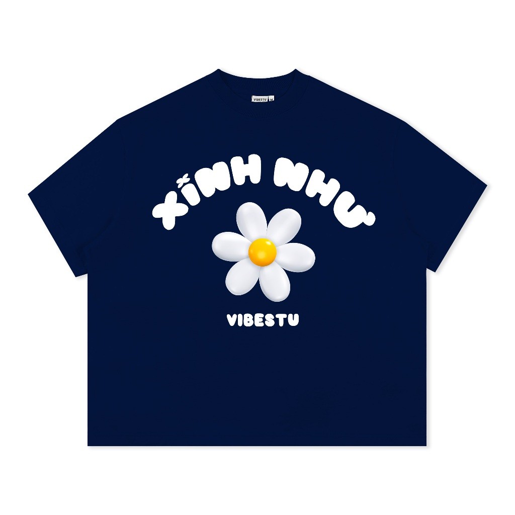 Áo Thun Local Brand " Xinh Như Hoa ", Áo Thun Boxy Form Rộng Unisex 250Gsm 100% Cotton VIBESTU | BigBuy360 - bigbuy360.vn