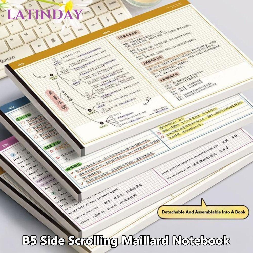 LATINDAY 20 Tờ / Sách B5 Sổ Tay, Notepad B5 Ngang, Tay Cầm Giấy Xé Thân Thiện Với Môi Trường Học Sin