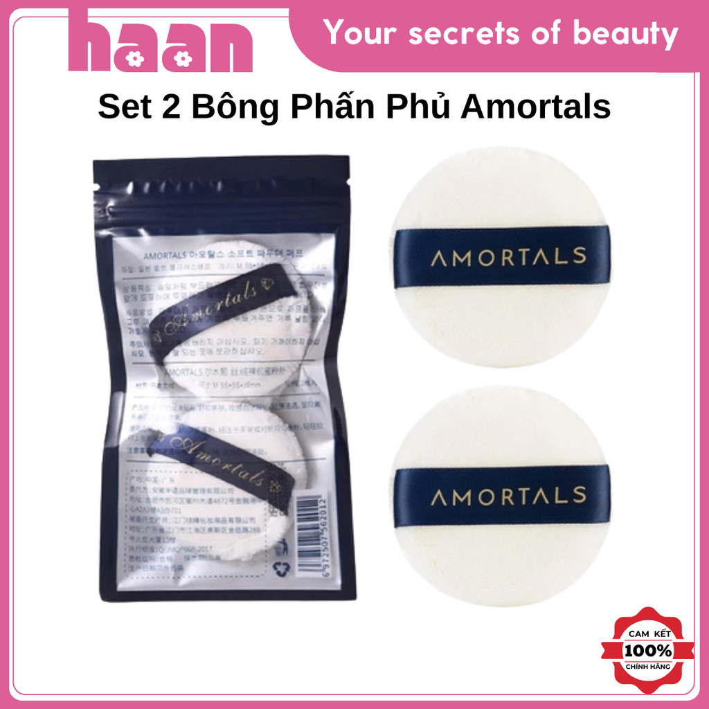 Set 2 Bông Phấn Phủ Amortals, Mút Trang Điểm Amortals, Bông Phấn Đệm Khí Dùng Để Tán Phấn Phủ
