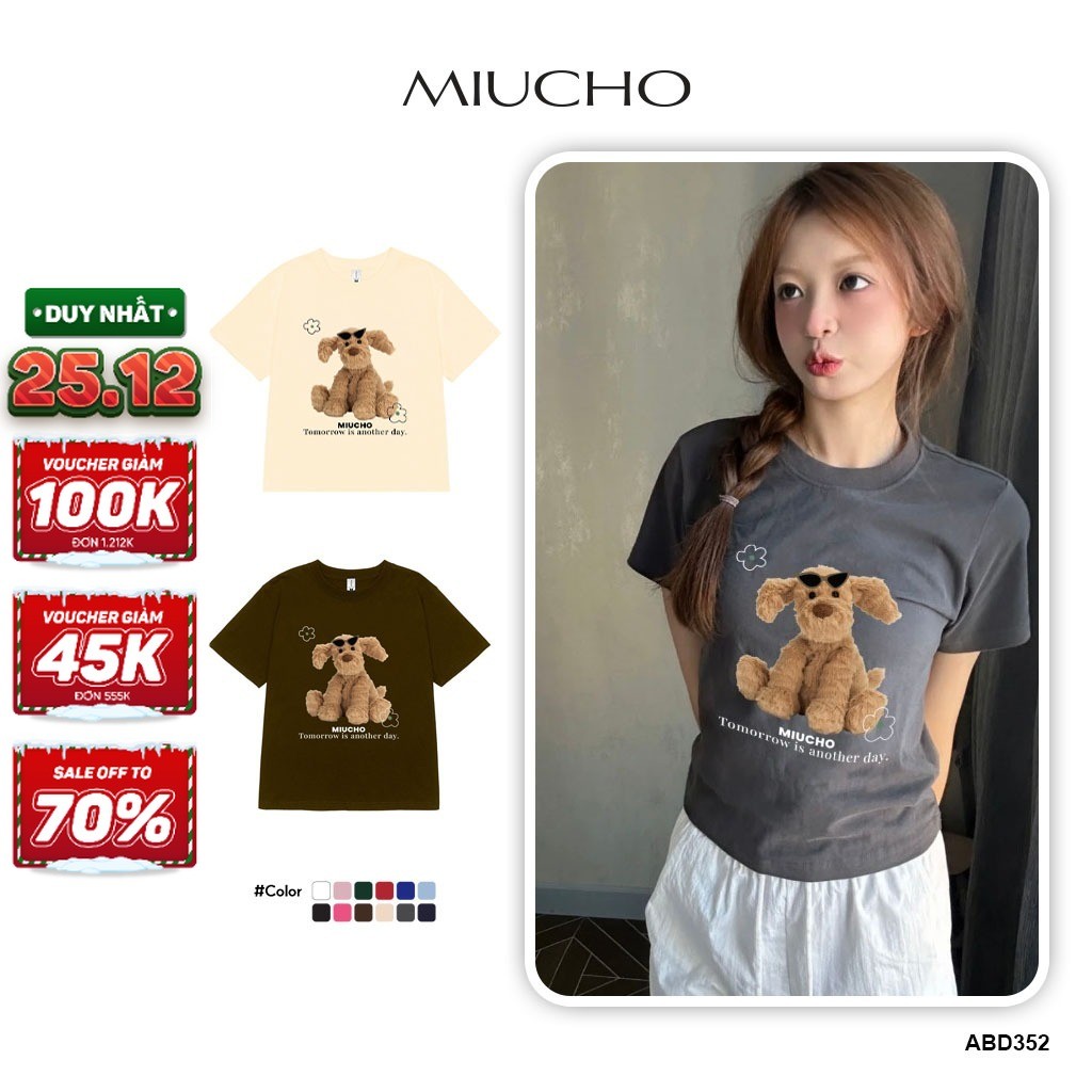 Áo baby tee ABD352 Miucho cổ tròn in graphic