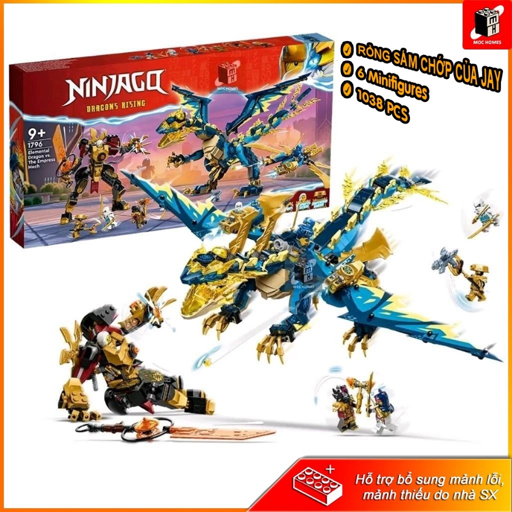 ( Giao ngẫu nhiên ) Mô hình đồ chơi Ninja go SS 17 Dragon's Rising Rồng sét của Jay 1796 | 8096 | 88