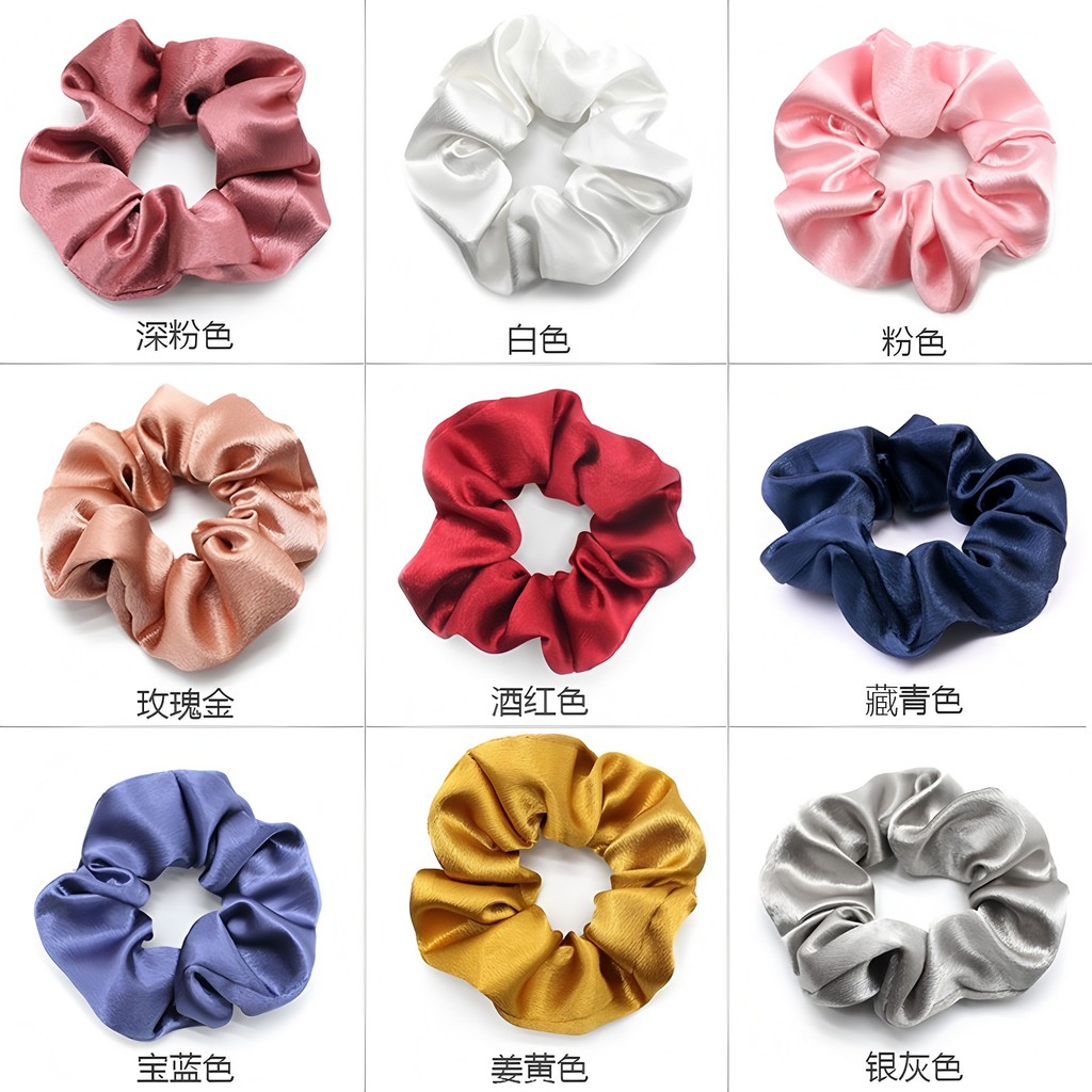 Jennie Style Scrunchy Tóc Satin Màu Pha Lê - Phụ Kiện Thời Trang