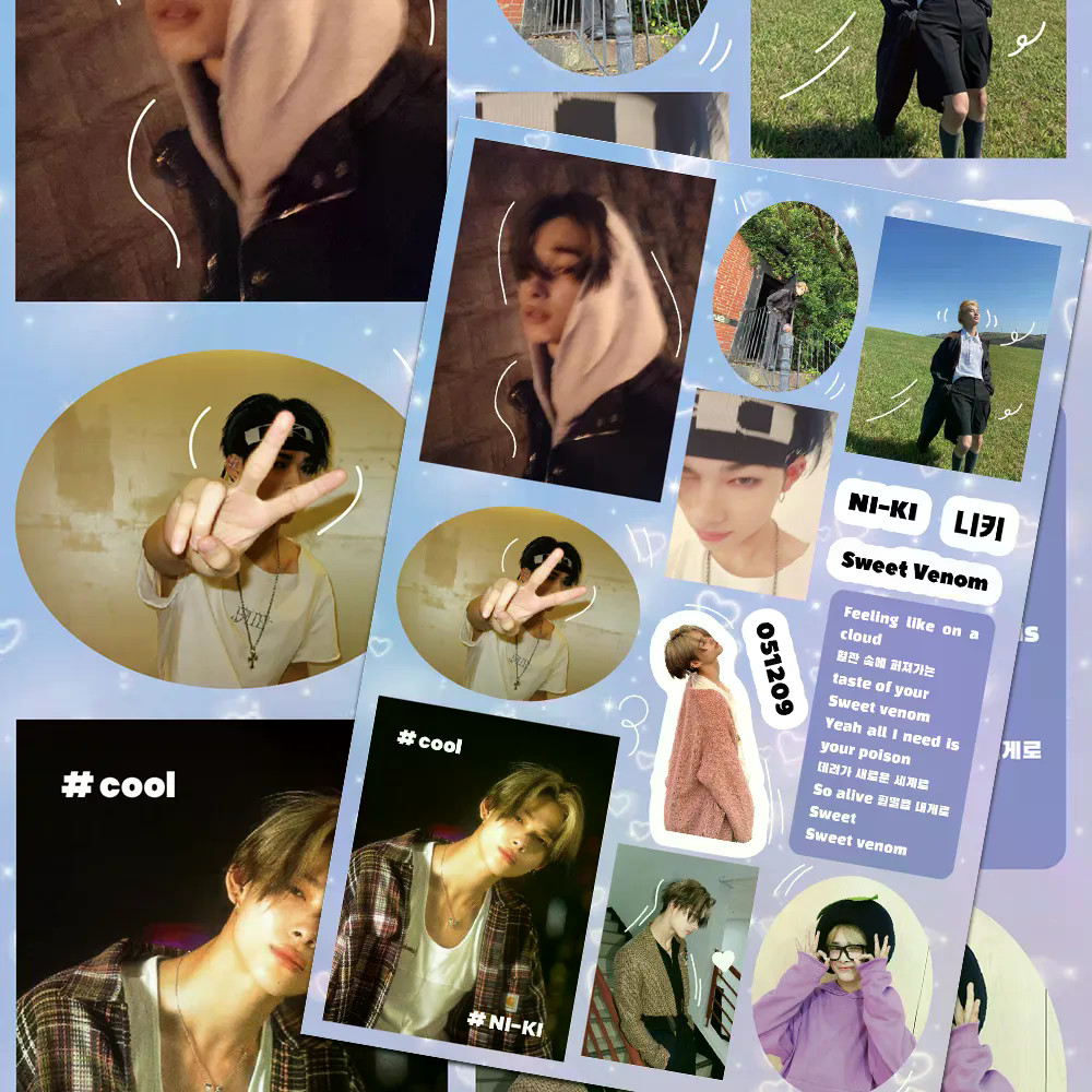 16 Tờ ENHYPEN Dán Cắt Dán Liang Zhenyuan Li Xicheng Jin Shanyu Sổ Tay Hàng Hóa Ốp Lưng Điện Thoại Ch