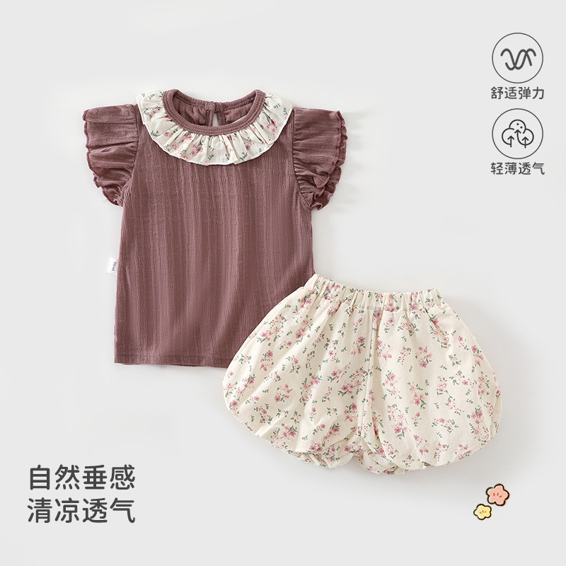 Clothes for Babies Summer Clothes Two-Piece Suit Thin Baby Girl Jumpsuit Super Cute Cute Rompers Bre