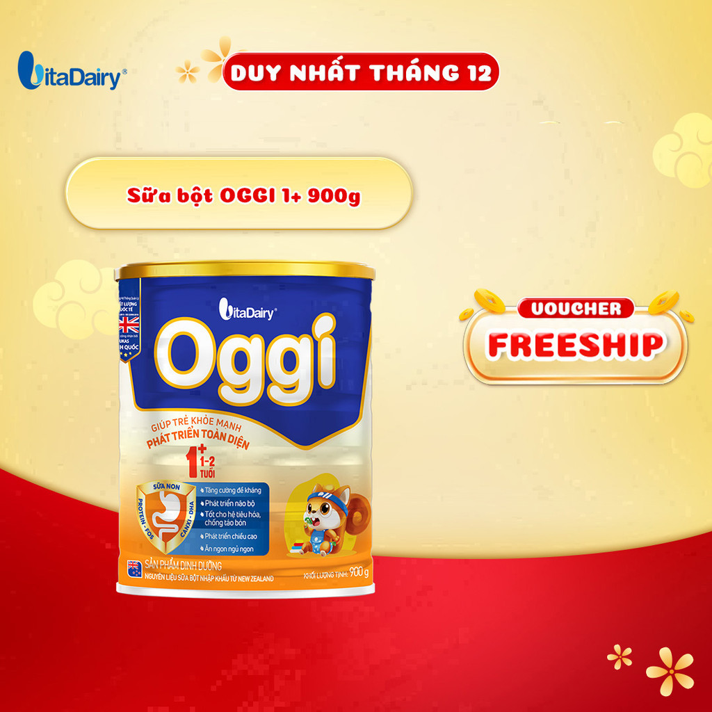 Sữa bột OGGI 1+ 900g giúp bé phát triển toàn diện và khỏe mạnh - VitaDairy