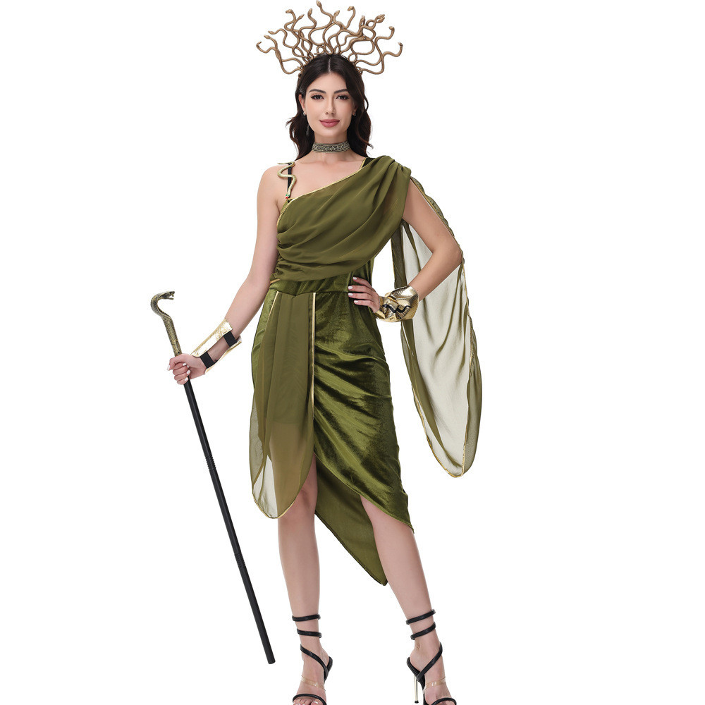 Costume cosplay người lớn Halloween themed Medusa, tóc rắn, phù hợp với lễ hội và thần thoại Hy Lạp