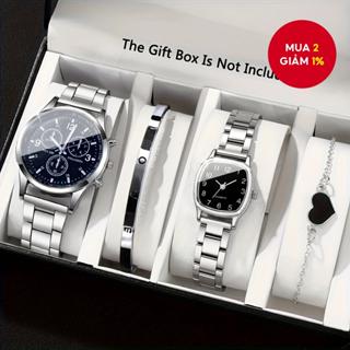 Đồng hồ đeo tay cặp đôi thời trang Bộ vòng tay nam doanh nhân Đồng hồ đeo tay thạch anh mặt số Ả Rập thông thường (Không có hộp)