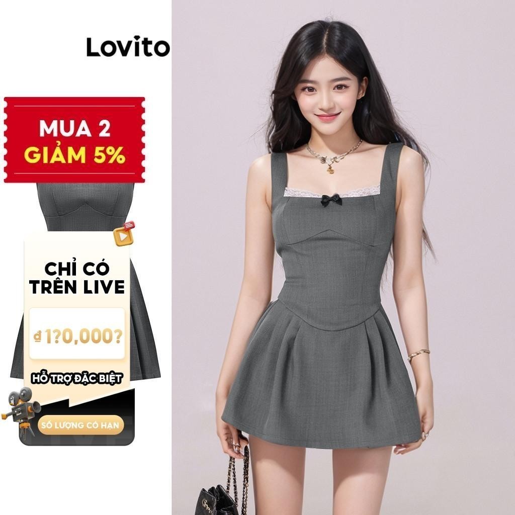 (Live Hosts' pick) Lovito Váy cài nút đơn giản thanh lịch dành cho nữ L110AD516