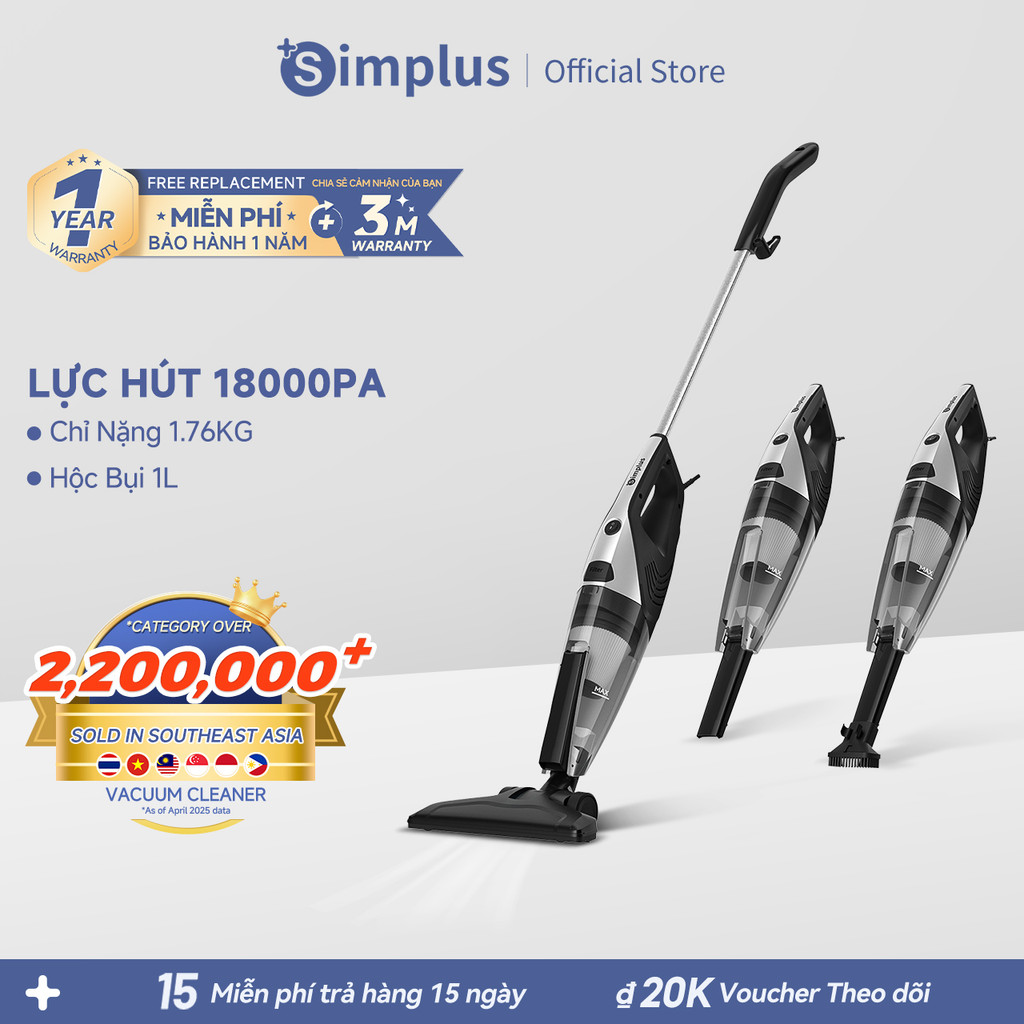 [Live] Simplus Máy Hút Bụi Cầm Tay Có Dây Lực Hút Mạnh 18000Pa XCQH014