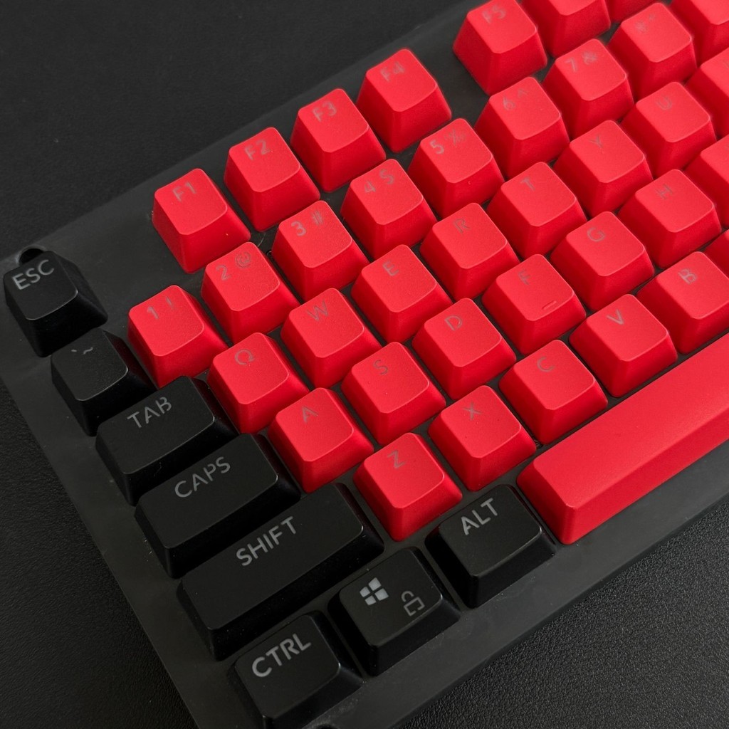 Bàn phím cơ màu đỏ đen Keycap Chất liệu PBT Chiều cao mờ 87 chiếc 61 / 87 Bàn phím cơ màu đỏ đen Key