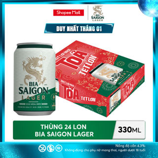  Nồng Độ Cồn 4.3% - Thùng 24 Lon Bia Saigon Lager 330ml 