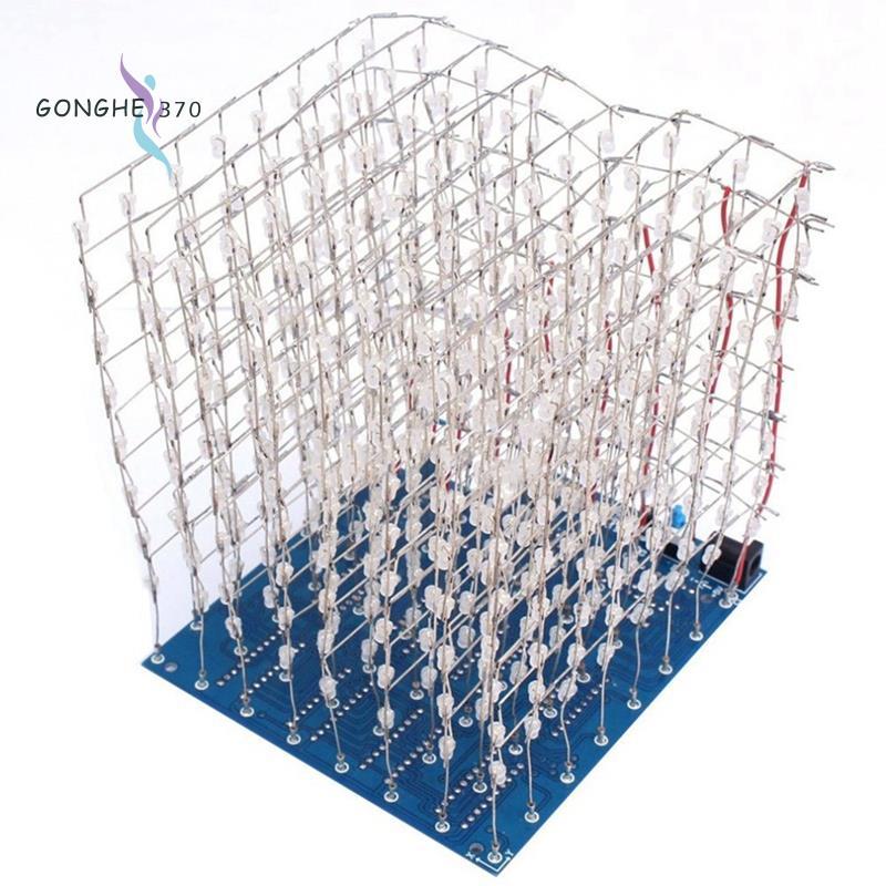 DIY Kit 3D8 8x8x8 3D Led Cube Light Hàn Project Kit 4.5-5.5V LED Cube Square