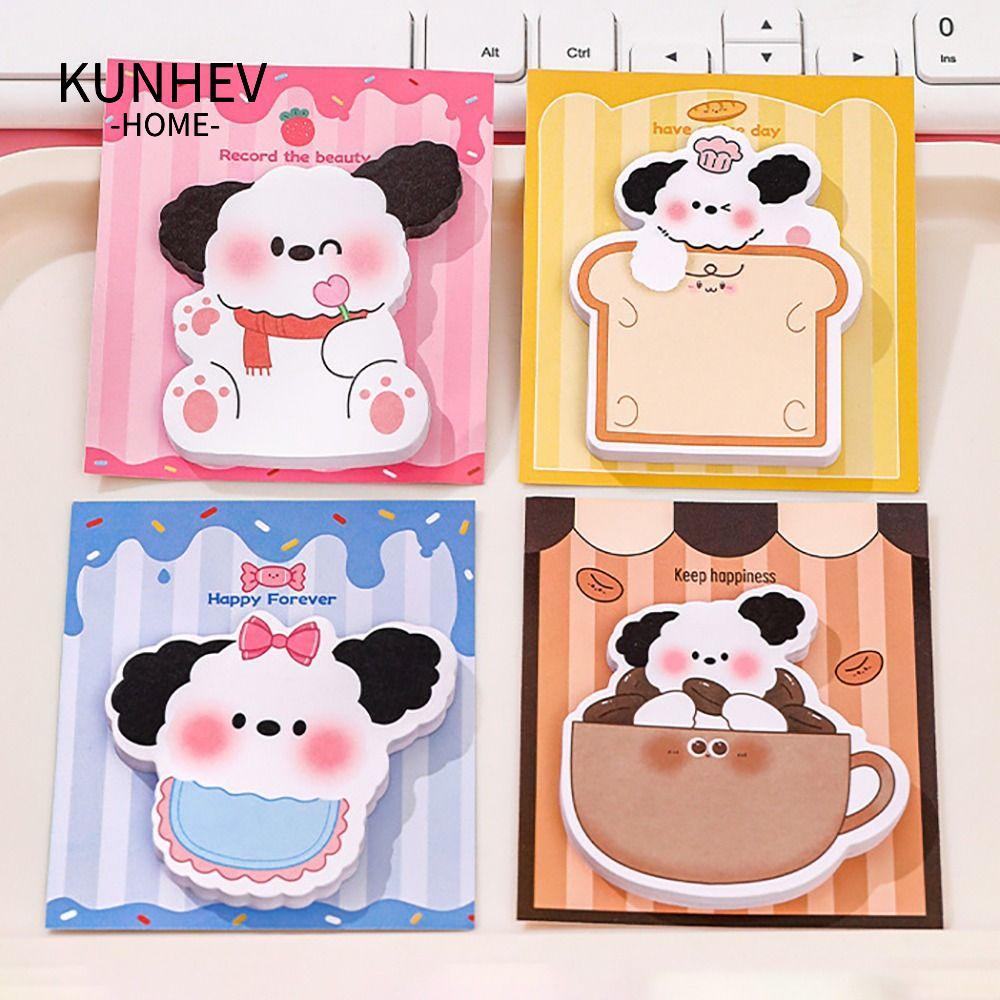KUNHEV 30 tờ Notepad, Văn phòng phẩm Puppy Giấy dán ghi chú, Ghi chú tin nhắn hoạt hình